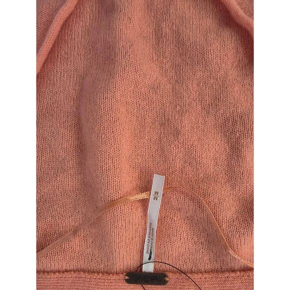 Free People 100% Cashmere V-neck Sweater Pullover Medium coral A001490 - Picture 5 of 8